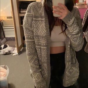 Grey and white winter cardigan
